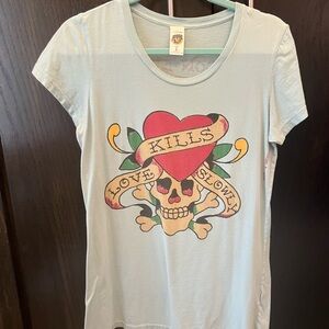 Ed Hardy Light Blue Short Sleeve Tattoo Tee